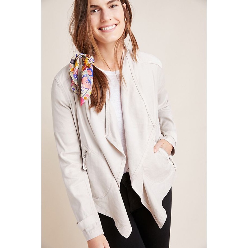 ANTHROPOLOGIE Linen Gulliver Open Draped Jacket